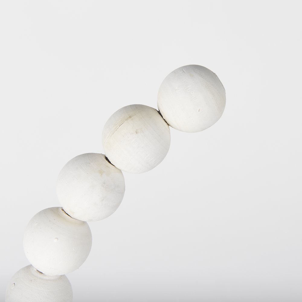 White Beaded Broken Sphere Decorative Object Gold Base. Picture 6