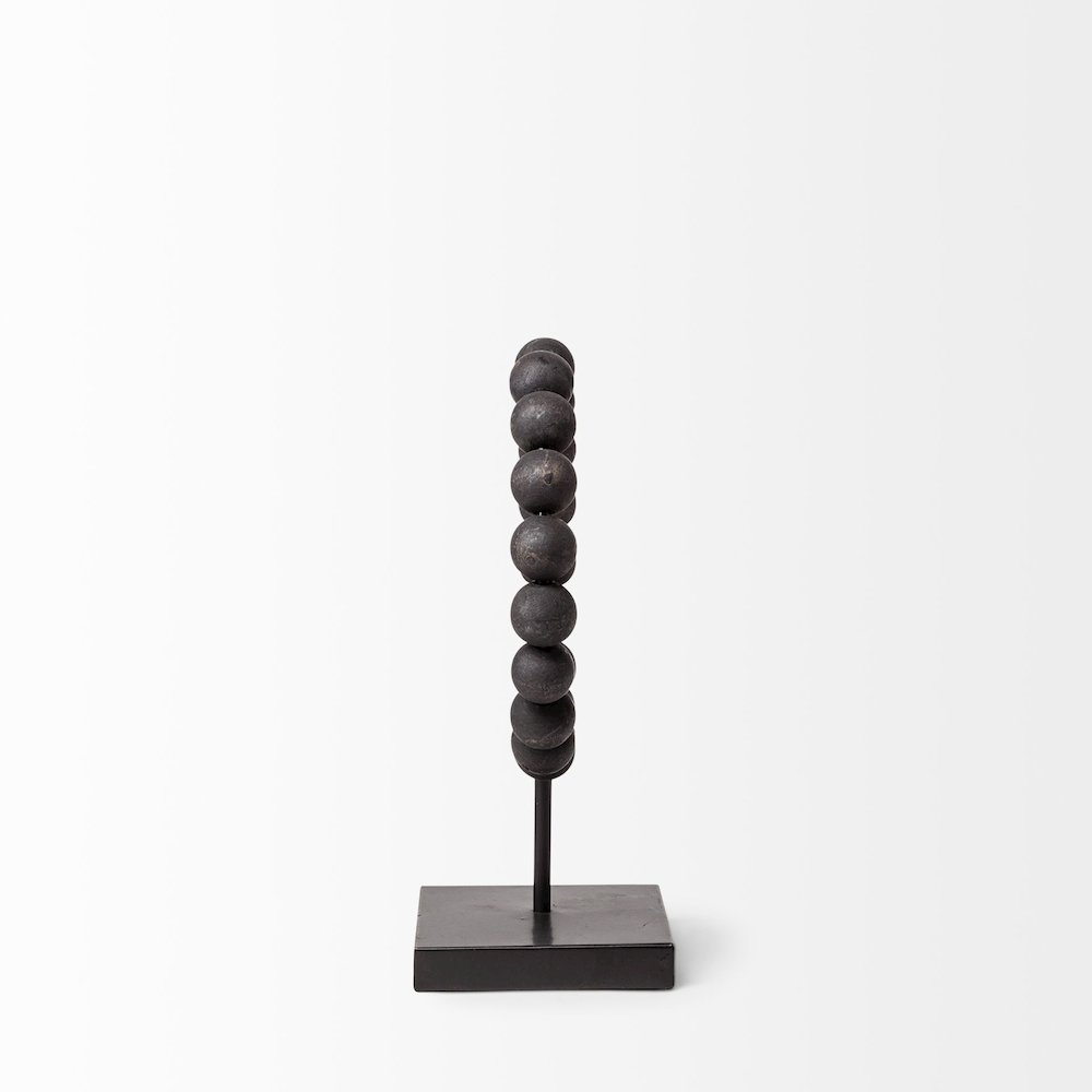 Tulane (Small) 9L x 5W Black Beaded Broken Sphere Decorative Object. Picture 5
