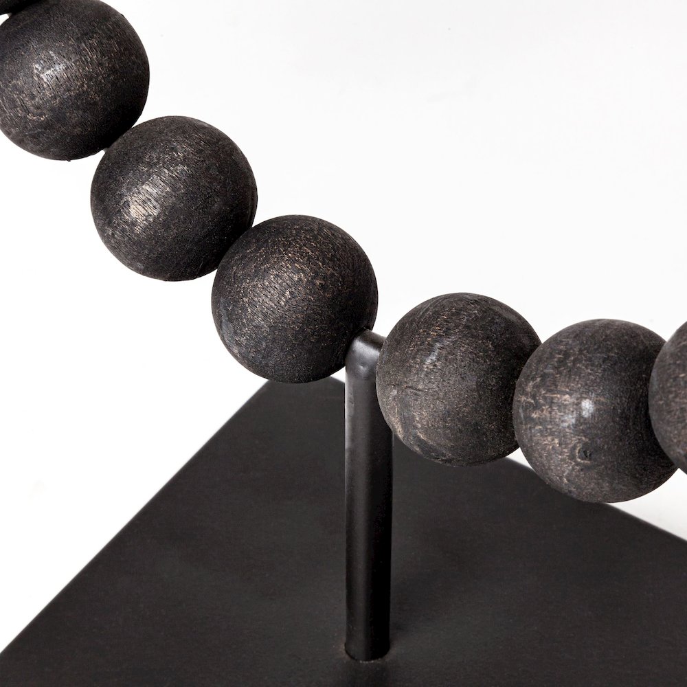 Tulane (Small) 9L x 5W Black Beaded Broken Sphere Decorative Object. Picture 7