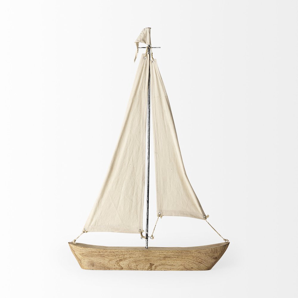 Tartane Large 22L x 2W Brown/Cream Nautical Inspired Sailboat. Picture 4