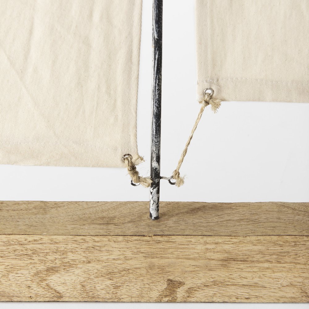 Tartane Large 22L x 2W Brown/Cream Nautical Inspired Sailboat. Picture 8