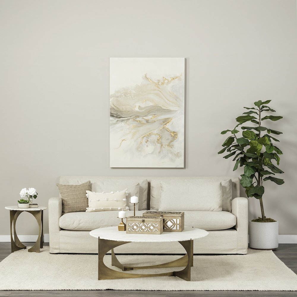 Denly 92.5 X 38.25 X 34.5  Beige Slipcover Three Seater Sofa. Picture 7