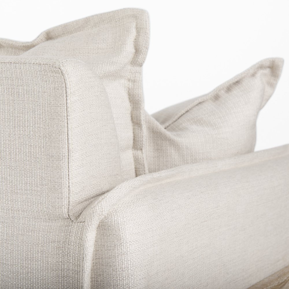 Roy Beige Upholstered and Brown Wood Frame Arm Chair. Picture 2