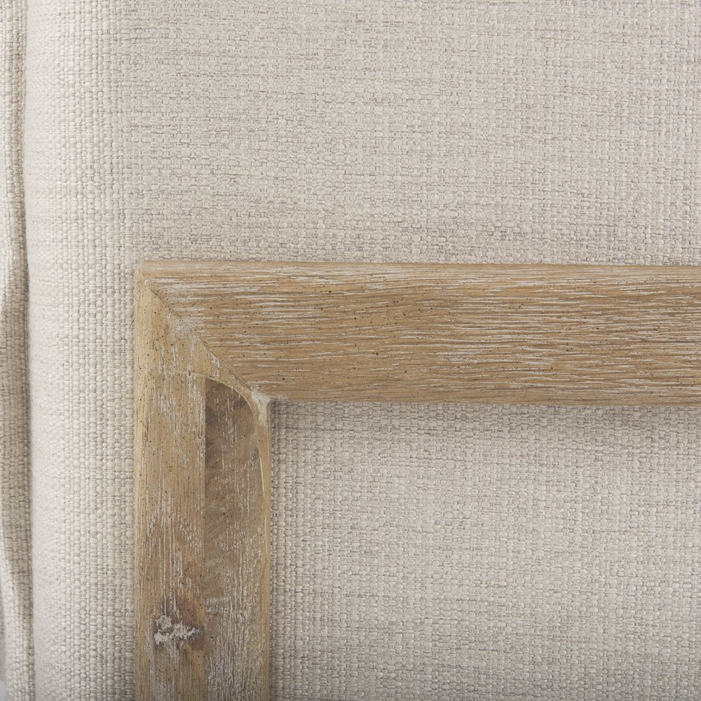 Roy Beige Upholstered and Brown Wood Frame Arm Chair. Picture 3