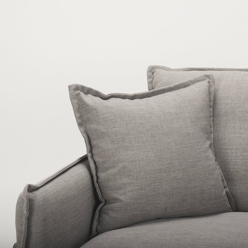 Roy Flint Gray Upholstered and Brown Wood Frame Arm Chair. Picture 13