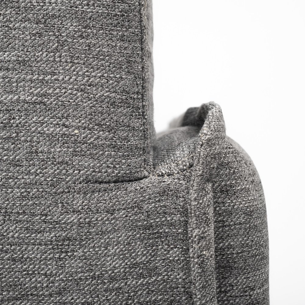 Roy Castlerock Gray Upholstered and Brown Wood Frame Arm Chair. Picture 2