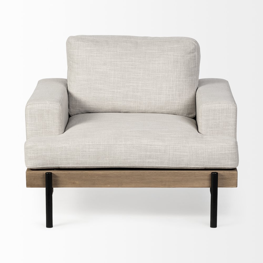 Colburne Beige Fabric Wood and Iron Frame Accent Chair. Picture 4