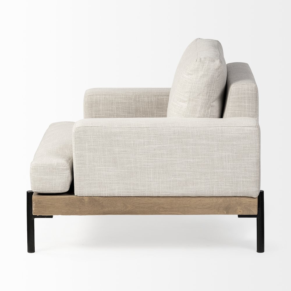 Colburne Beige Fabric Wood and Iron Frame Accent Chair. Picture 5