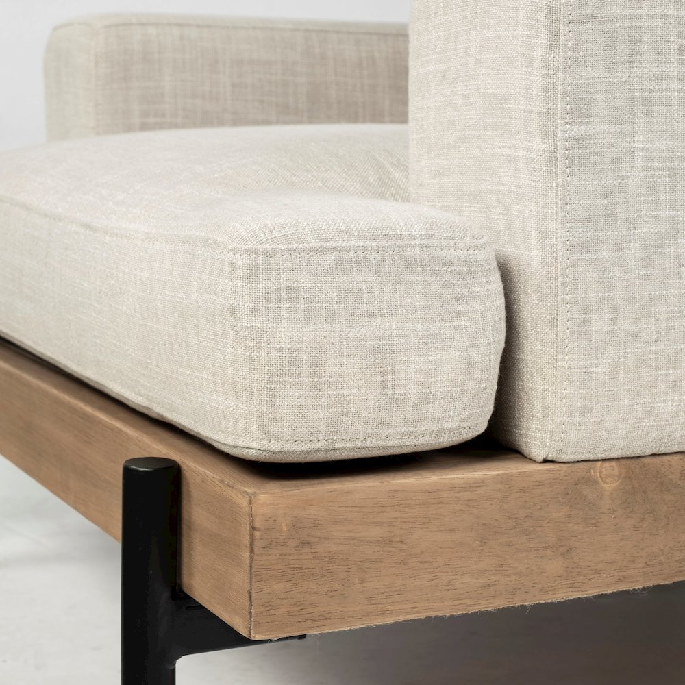 Colburne Beige Fabric Wood and Iron Frame Accent Chair. Picture 8