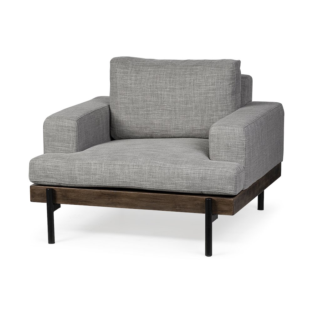 Colburne Gray Fabric Wood and Iron Frame Accent Chair. Picture 1