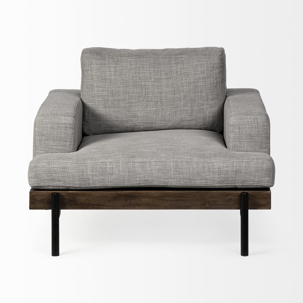Colburne Gray Fabric Wood and Iron Frame Accent Chair. Picture 4