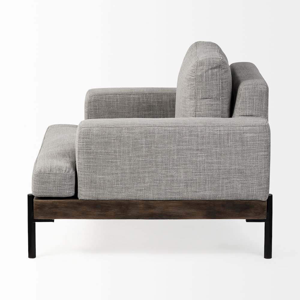 Colburne Gray Fabric Wood and Iron Frame Accent Chair. Picture 5