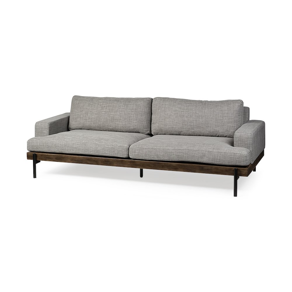 Colburne 95" Gray Upholstered Three Seater Sofa. Picture 1
