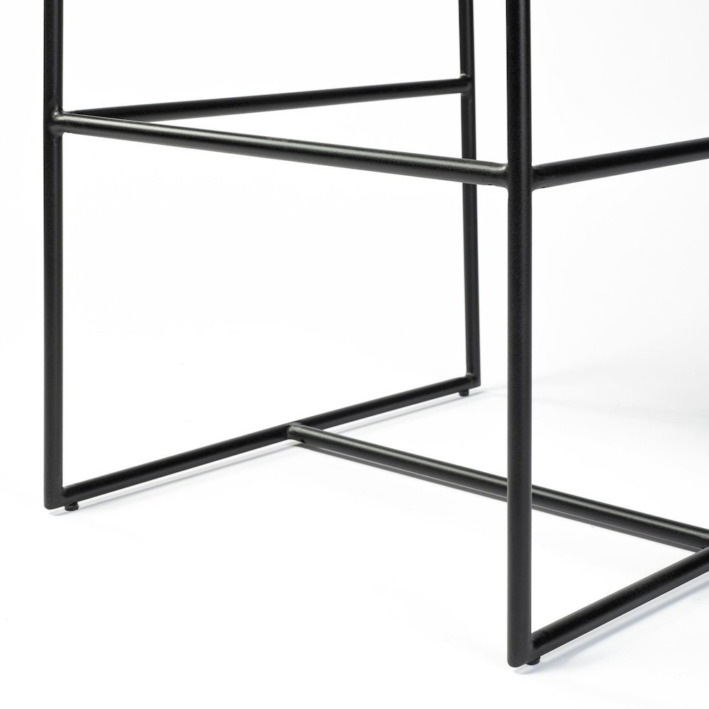 40" Total Height Black Leather Seat Wood Back, Metal Frame Bar Stool. Picture 3