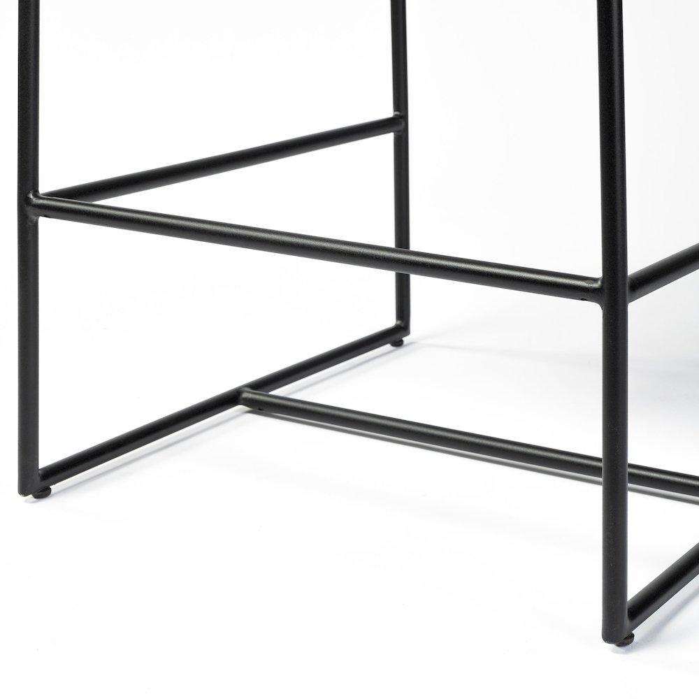36" Total Height Black Leather Seat Wood Back, Metal Frame Counter Stool. Picture 3
