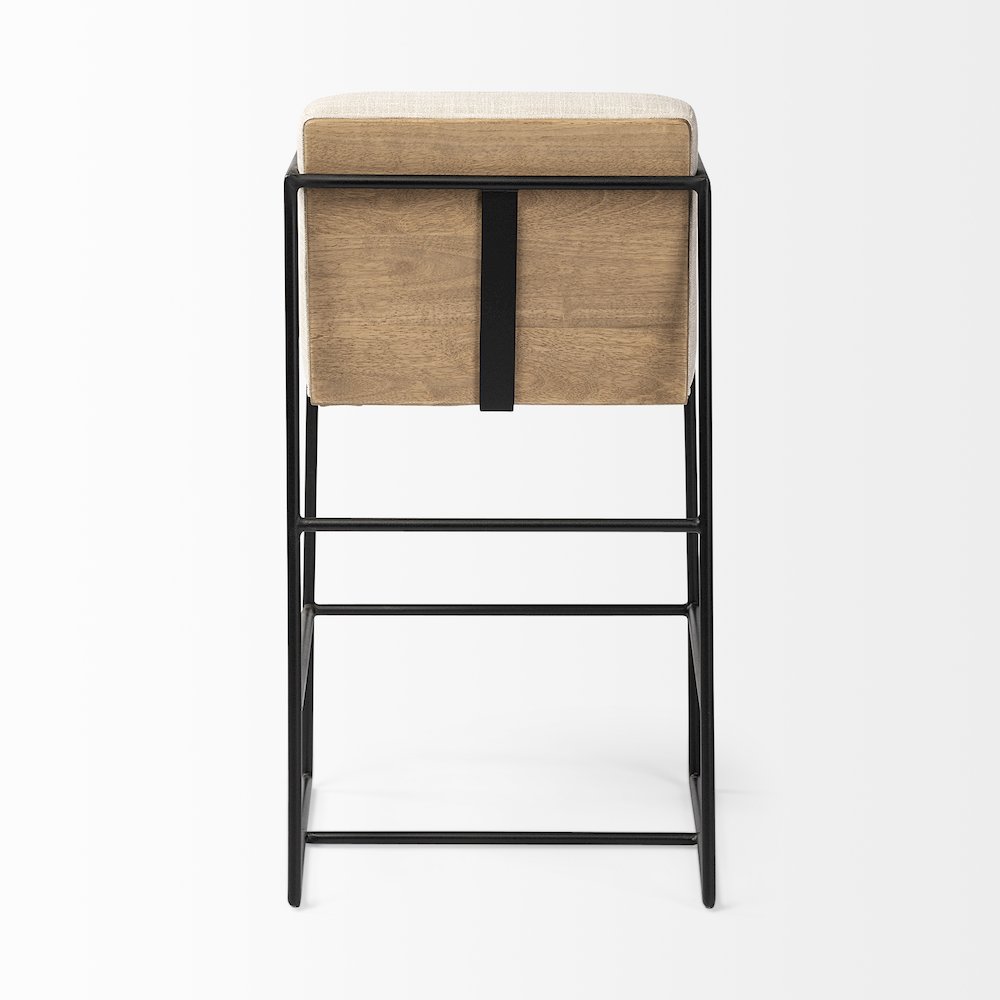 36" Height Light Beige Upholstered Seat Wood Back, Metal Frame Counter Stool. Picture 10