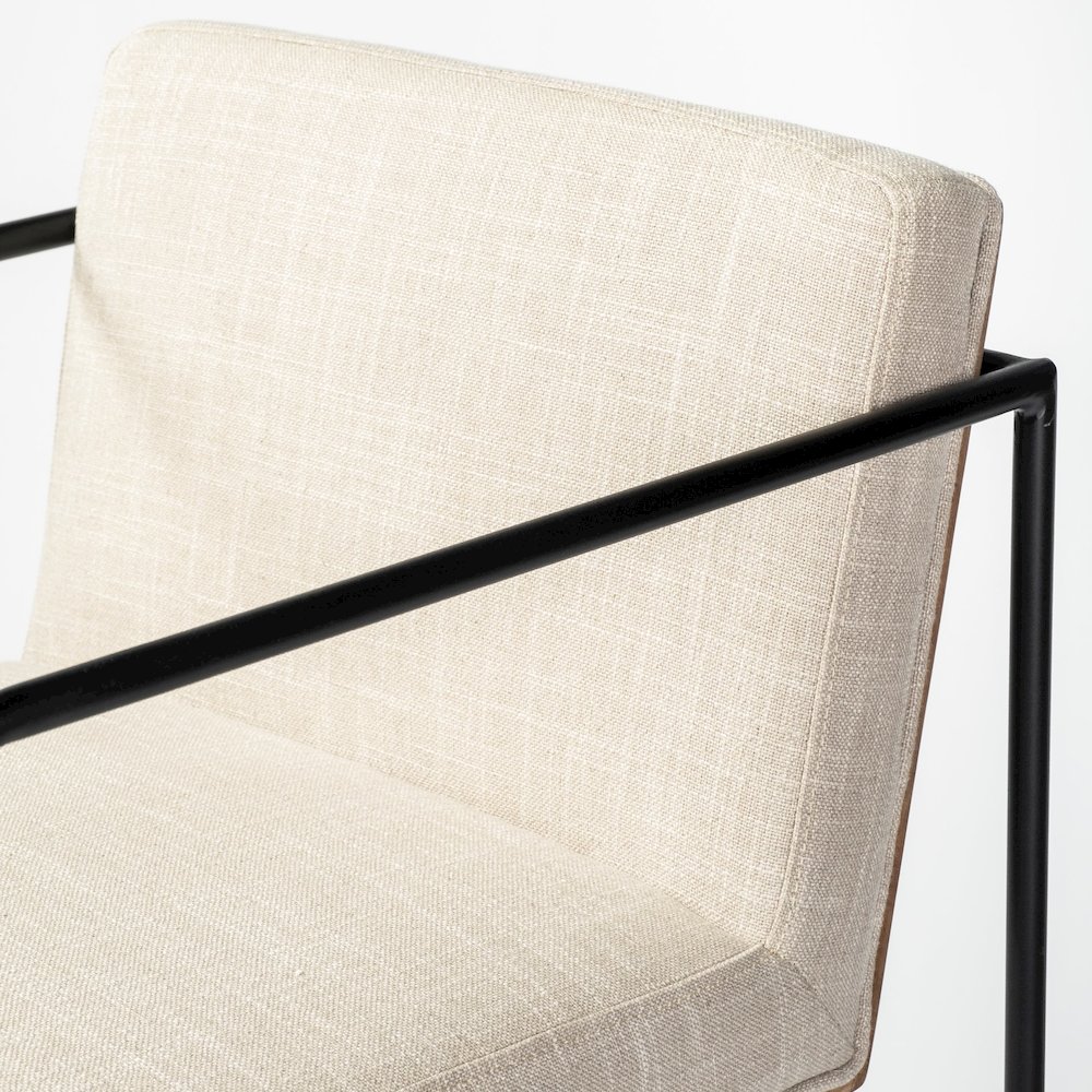 36" Height Light Beige Upholstered Seat Wood Back, Metal Frame Counter Stool. Picture 12