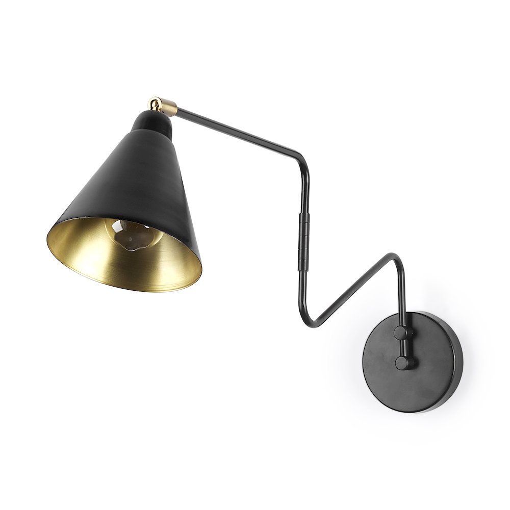 Cobalt 6L x 32W Black Metal Cone Shaped Swivel Wall Sconce. Picture 1
