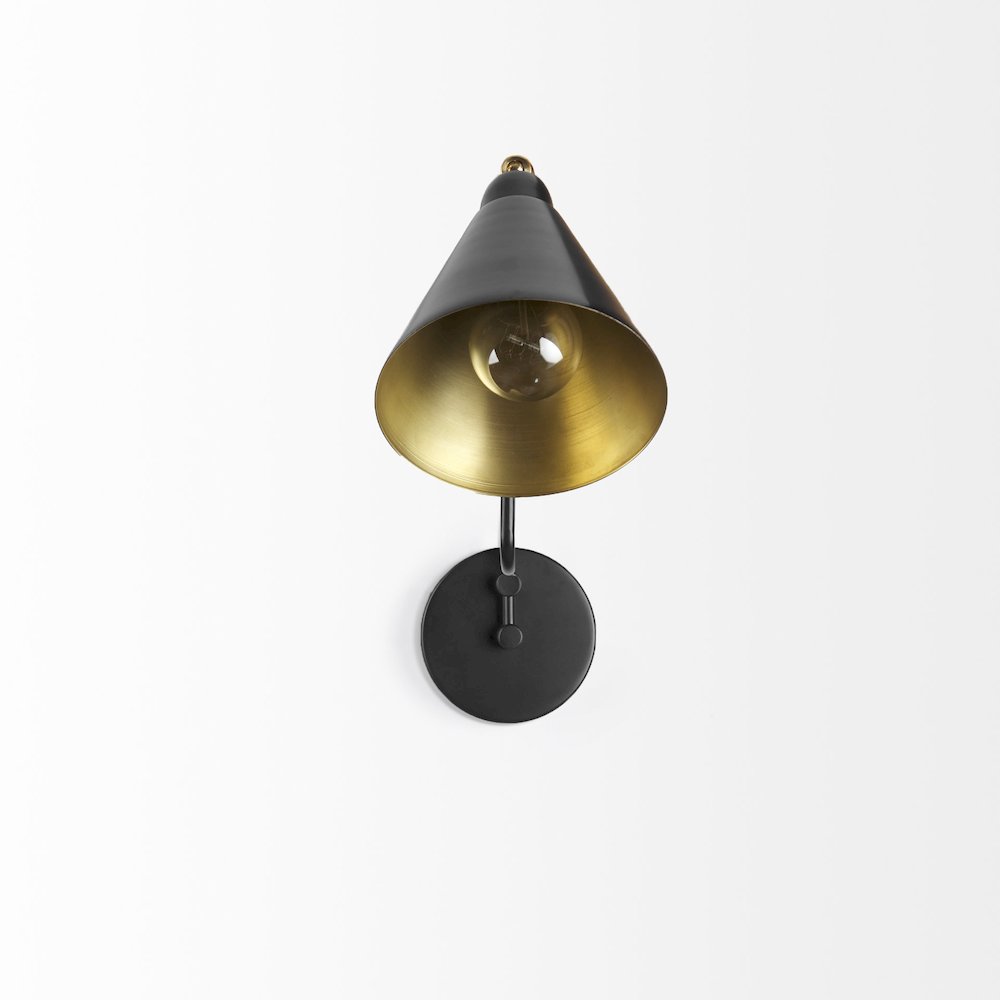 Cobalt 6L x 32W Black Metal Cone Shaped Swivel Wall Sconce. Picture 4