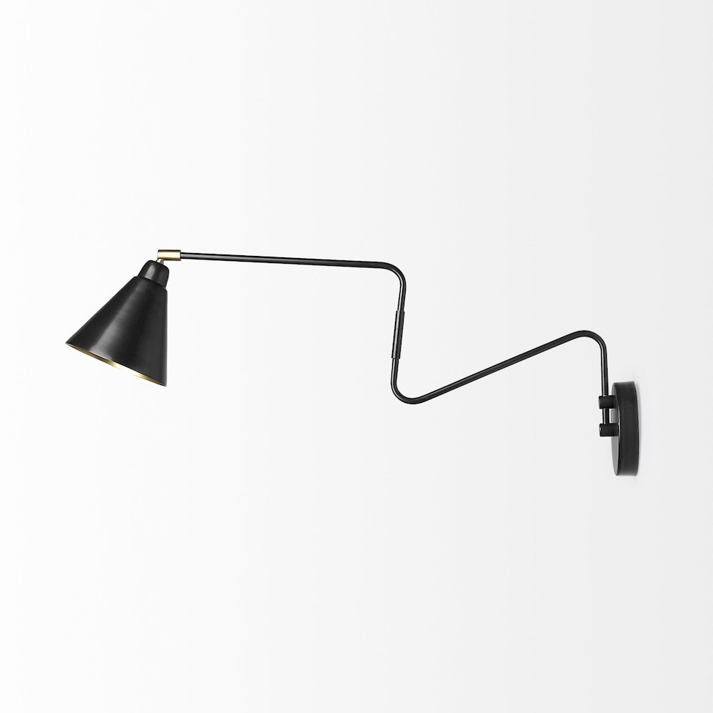 Cobalt 6L x 32W Black Metal Cone Shaped Swivel Wall Sconce. Picture 5