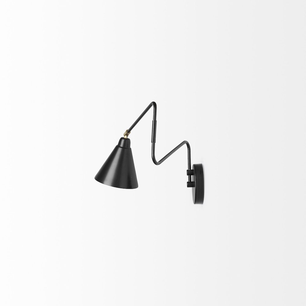 Cobalt 6L x 32W Black Metal Cone Shaped Swivel Wall Sconce. Picture 6