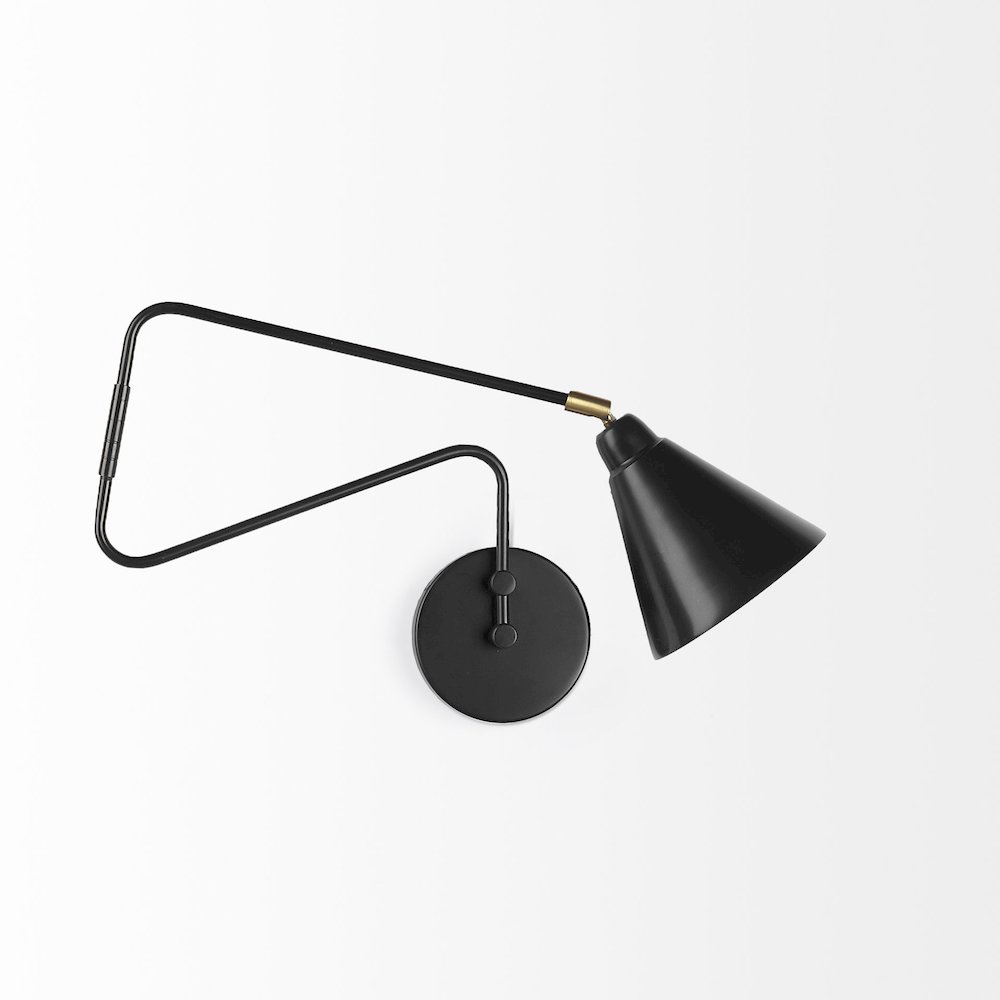 Cobalt 6L x 32W Black Metal Cone Shaped Swivel Wall Sconce. Picture 8