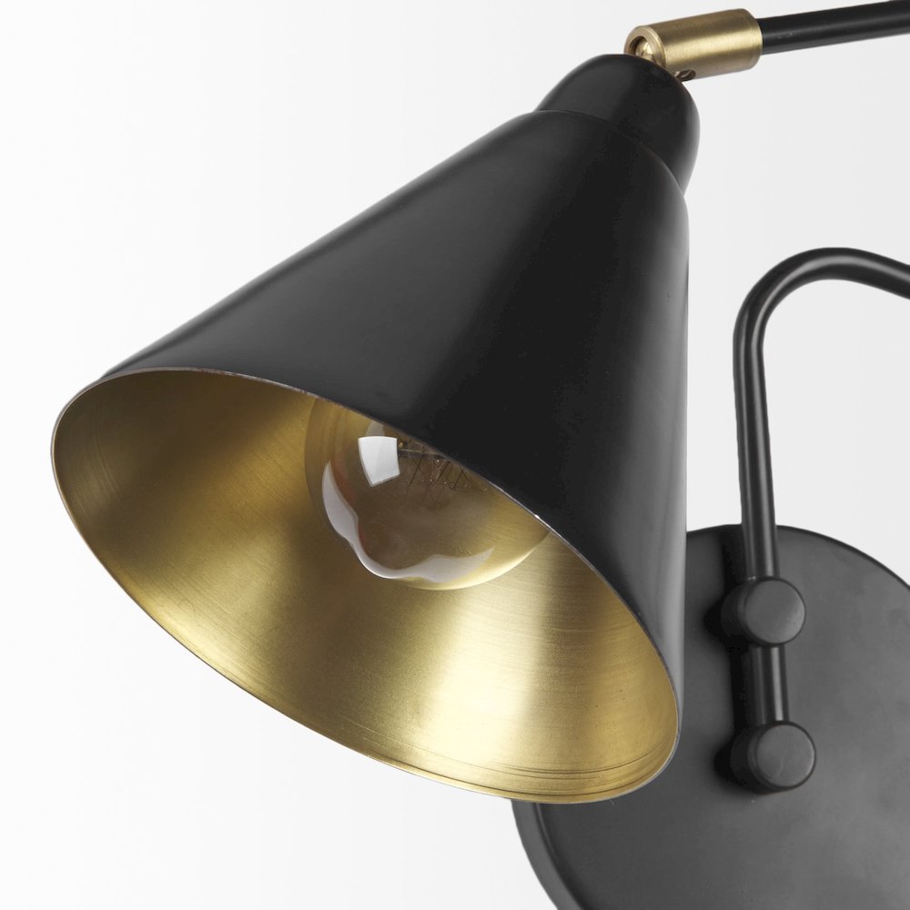 Cobalt 6L x 32W Black Metal Cone Shaped Swivel Wall Sconce. Picture 9