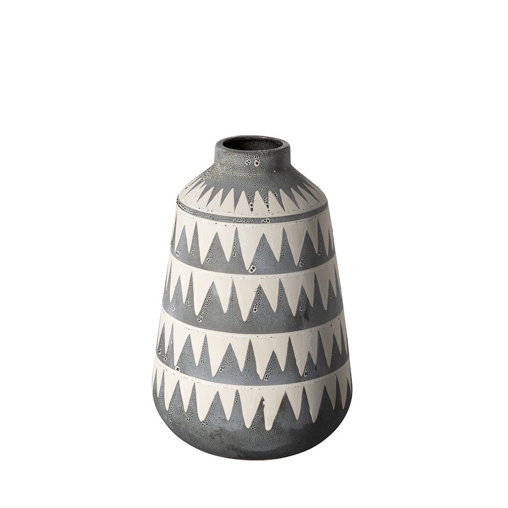 Delaney Large Gray Patterned Ceramic Vase. Picture 1