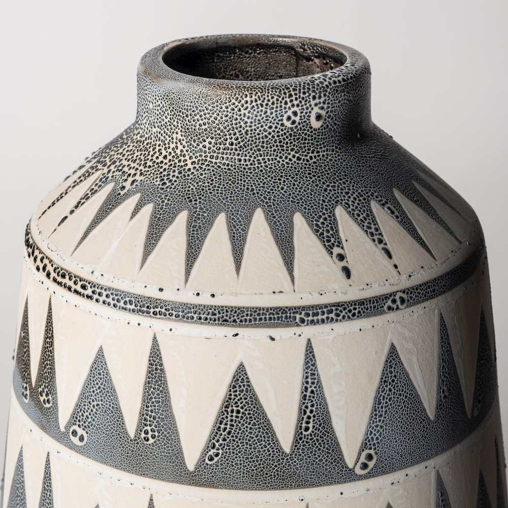 Delaney Large Gray Patterned Ceramic Vase. Picture 8