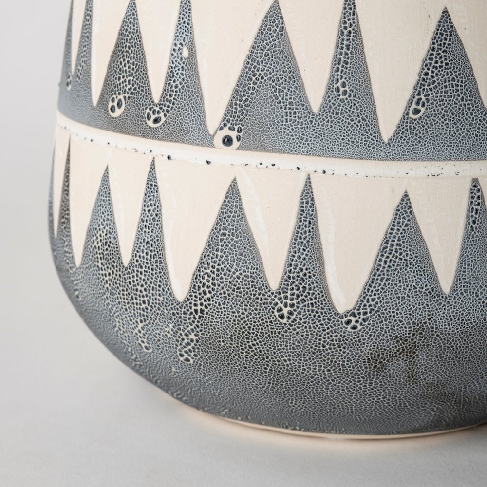 Delaney Large Gray Patterned Ceramic Vase. Picture 9