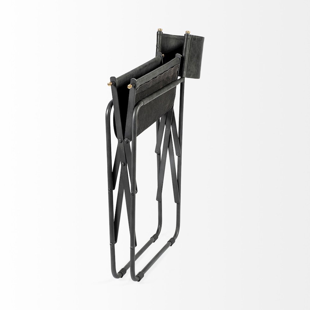 Black Iron Frame Black Leather Dining Chair. Picture 2