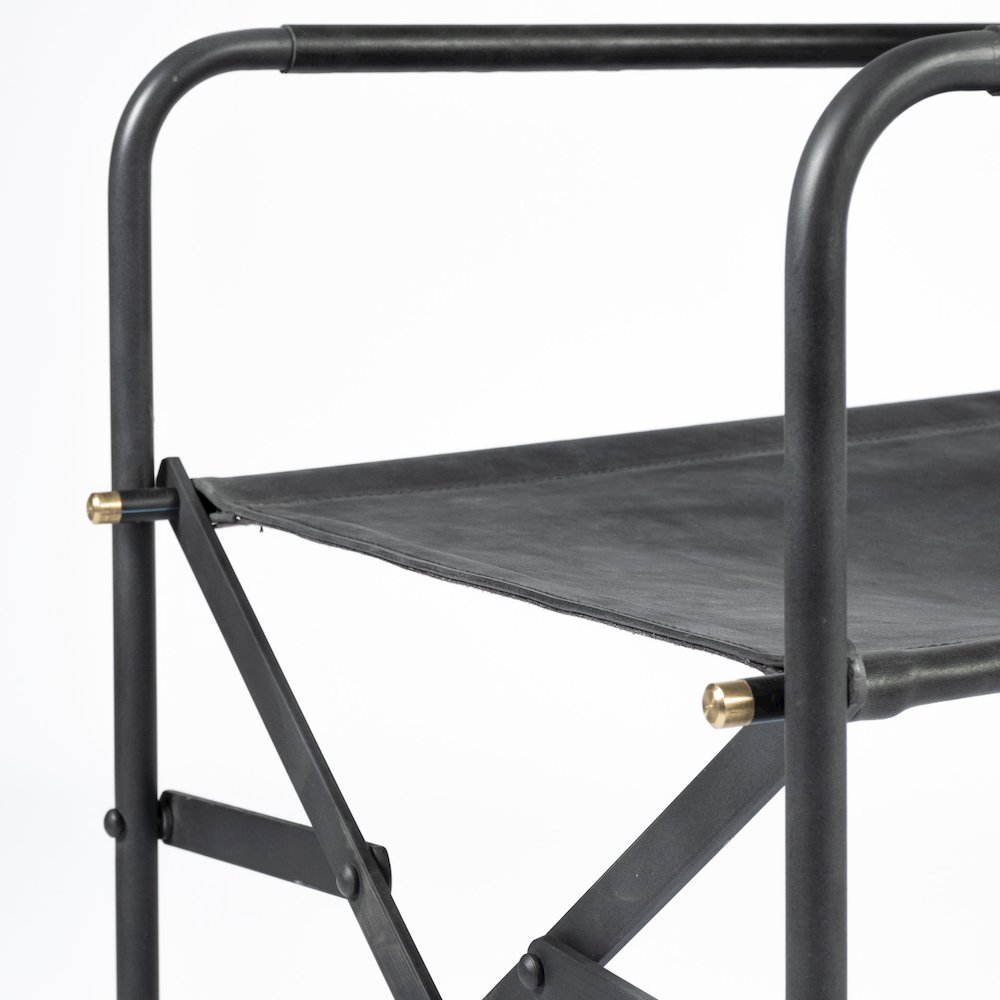 Black Iron Frame Black Leather Dining Chair. Picture 4