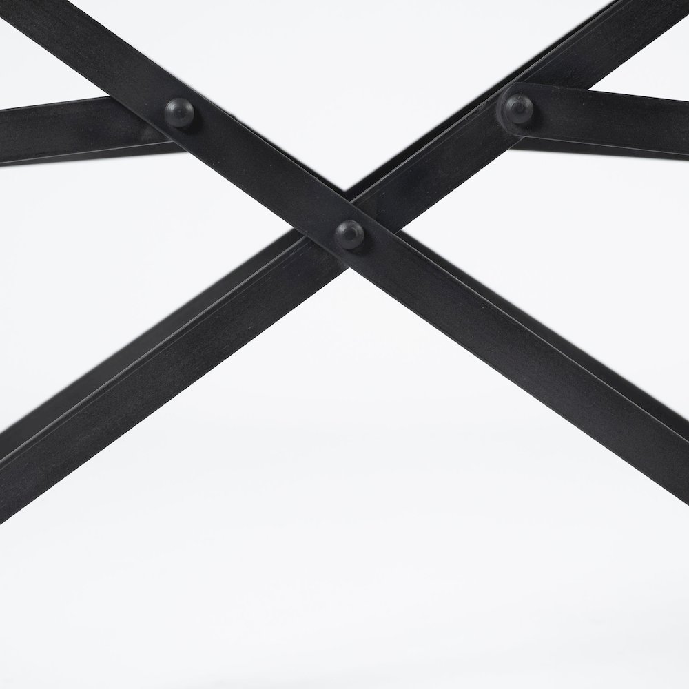 Black Iron Frame Black Leather Dining Chair. Picture 5