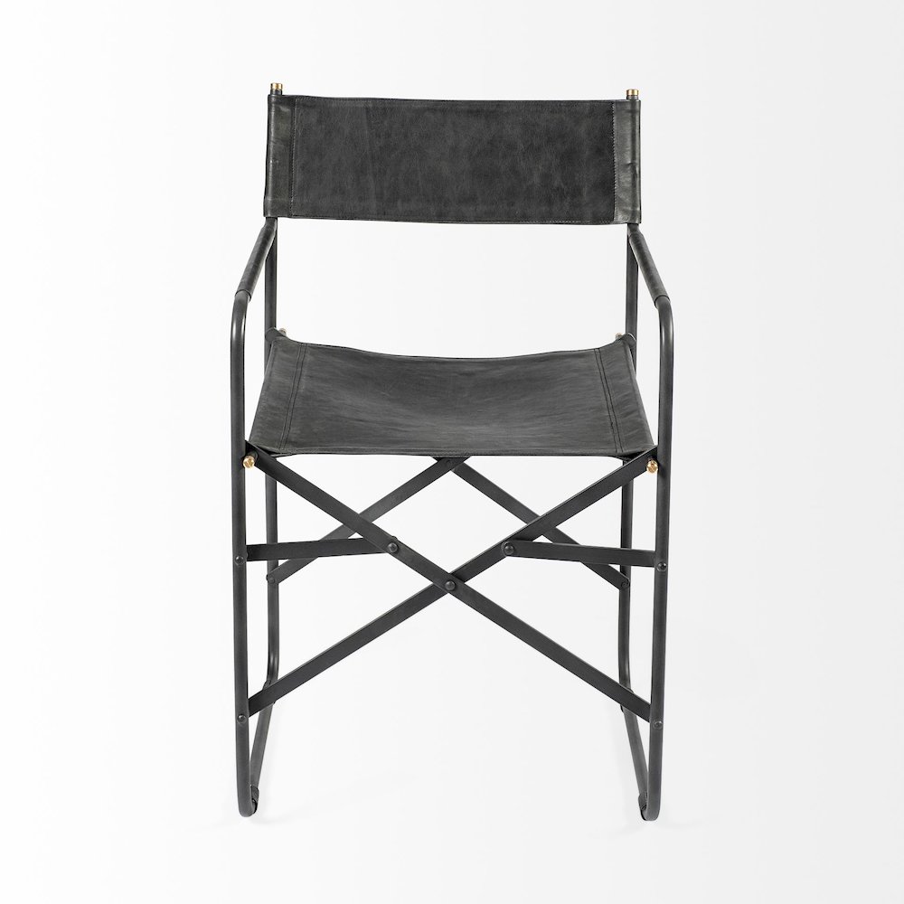 Black Iron Frame Black Leather Dining Chair. Picture 11