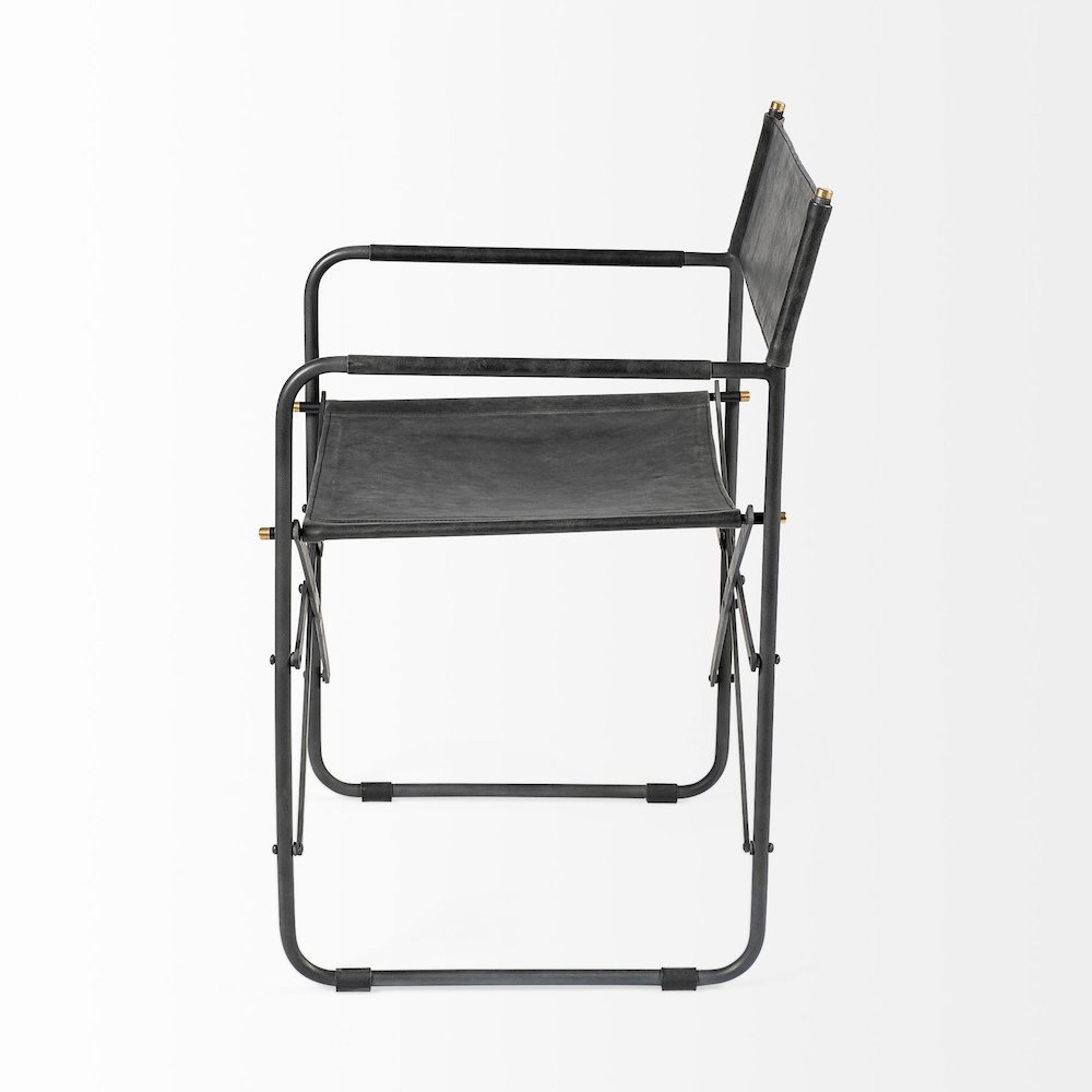 Black Iron Frame Black Leather Dining Chair. Picture 12