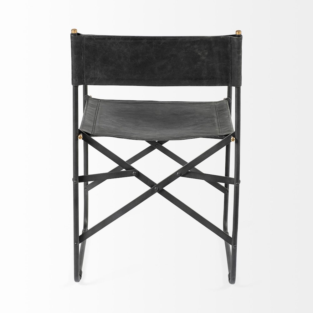 Black Iron Frame Black Leather Dining Chair. Picture 13
