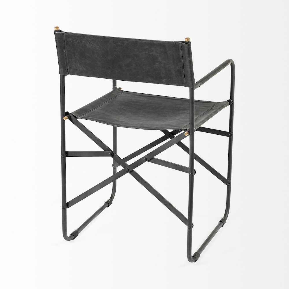 Black Iron Frame Black Leather Dining Chair. Picture 14