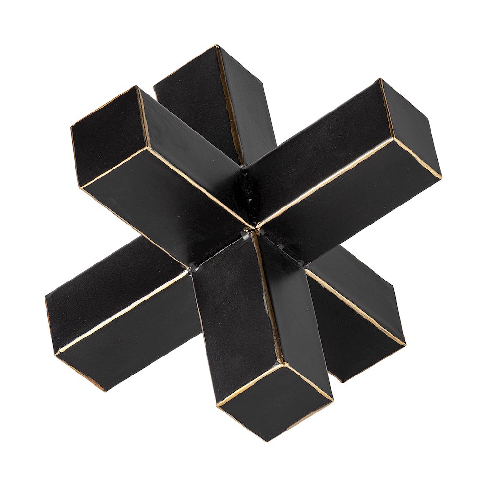 Abel (Large) 9L x 9W Black Metal Jack Gold Accents. Picture 1