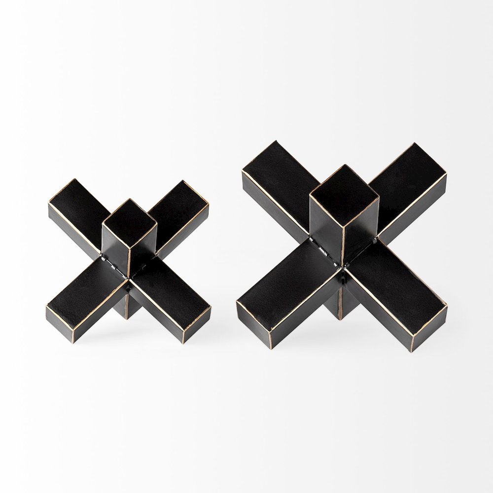Abel (Large) 9L x 9W Black Metal Jack Gold Accents. Picture 6