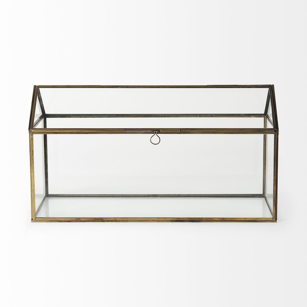 16L X 6W X 9H Gold Glass Terrarium Box. Picture 2