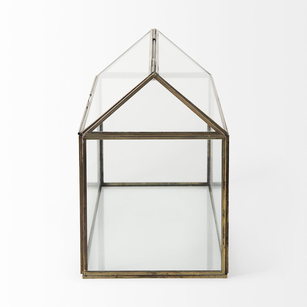 16L X 6W X 9H Gold Glass Terrarium Box. Picture 3