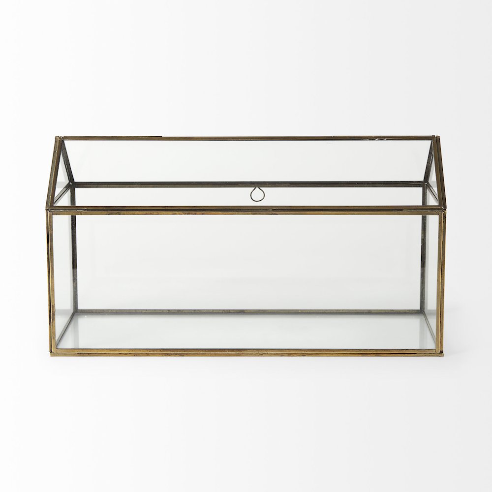 16L X 6W X 9H Gold Glass Terrarium Box. Picture 4