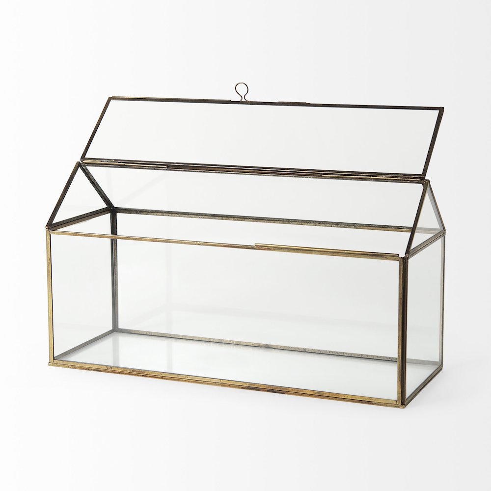 16L X 6W X 9H Gold Glass Terrarium Box. Picture 5