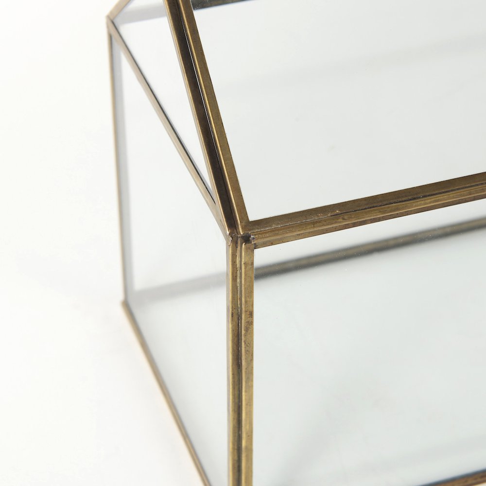 16L X 6W X 9H Gold Glass Terrarium Box. Picture 8