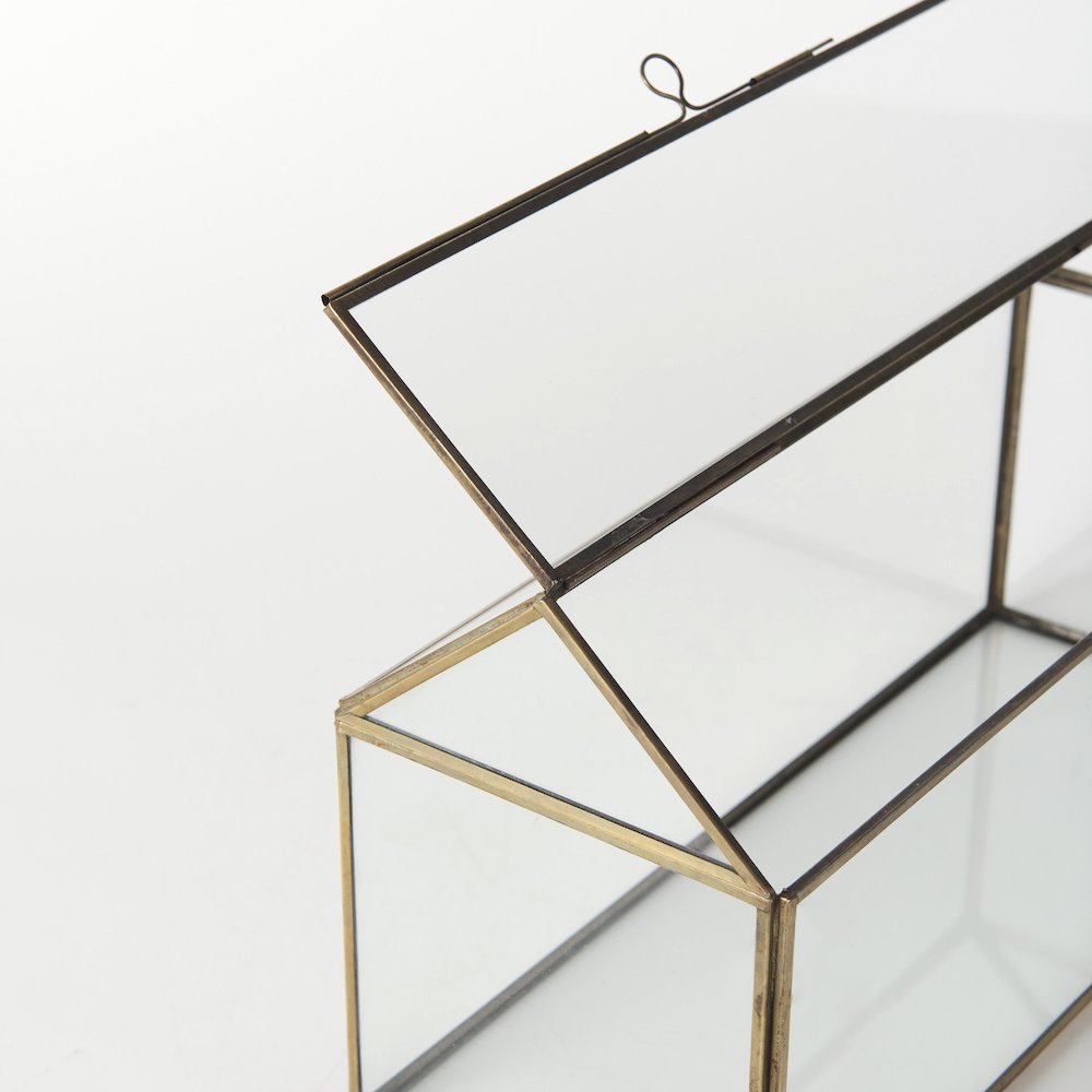 16L X 6W X 9H Gold Glass Terrarium Box. Picture 9
