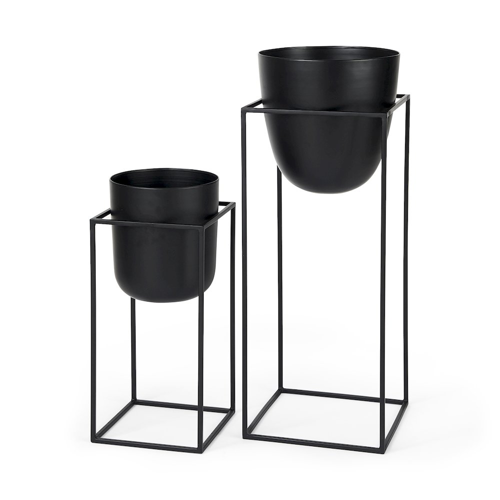 Bumble (Set of 2) 12L x 12W x 32H Black Plant Stands. Picture 1