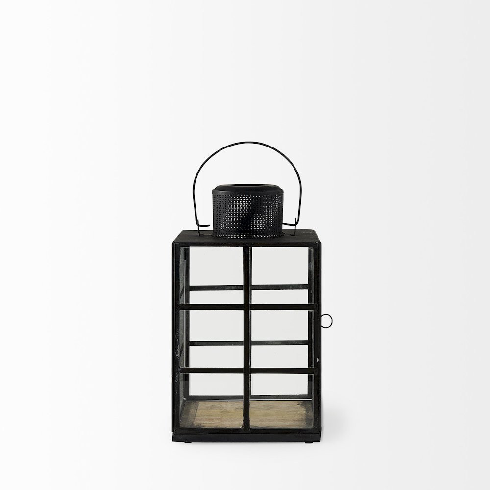 Gamfield  6.1L x 6.1W x 10.6H Small Black Metal and Glass Lantern. Picture 3
