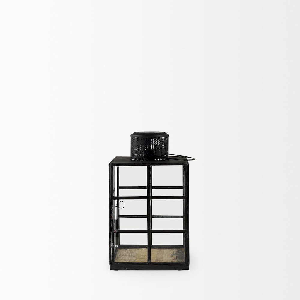 Gamfield  6.1L x 6.1W x 10.6H Small Black Metal and Glass Lantern. Picture 4