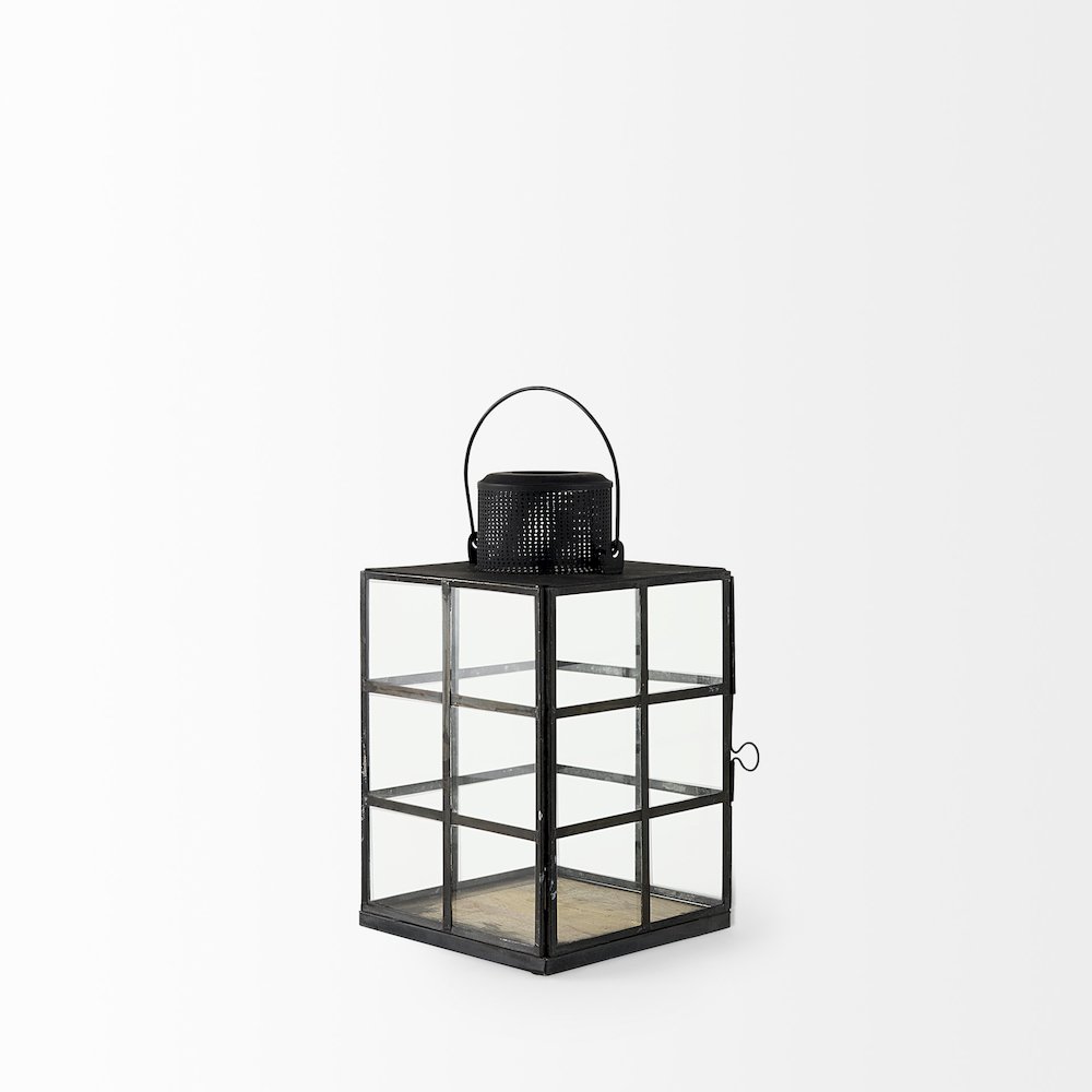Gamfield  6.1L x 6.1W x 10.6H Small Black Metal and Glass Lantern. Picture 5