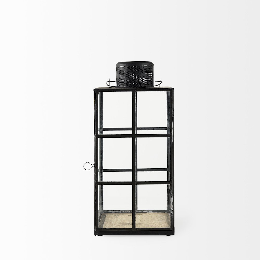 Gamfield 6.1L x 6.1W x 13.4H Medium Black Metal and Glass Lantern. Picture 3